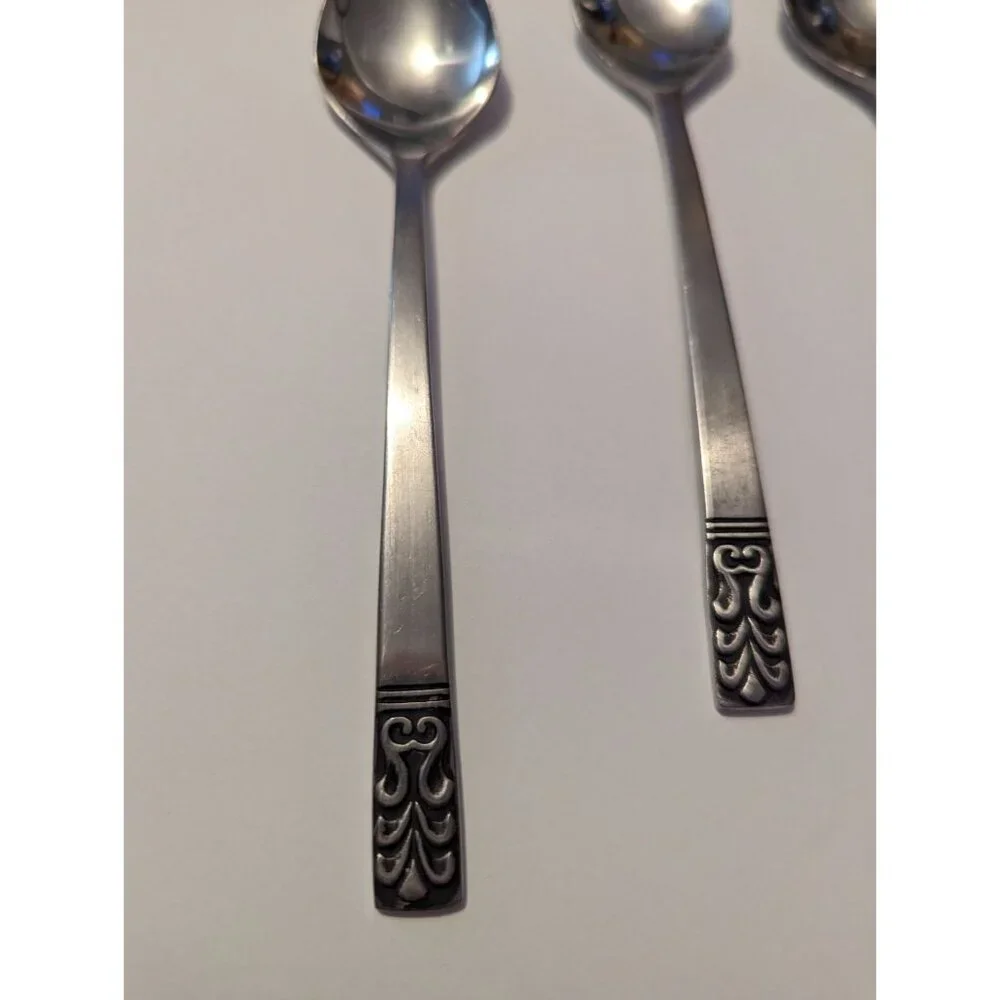 VTG‎ CARLYLE Hong Kong stainless cameo pattern lot 5 teaspoons replacement